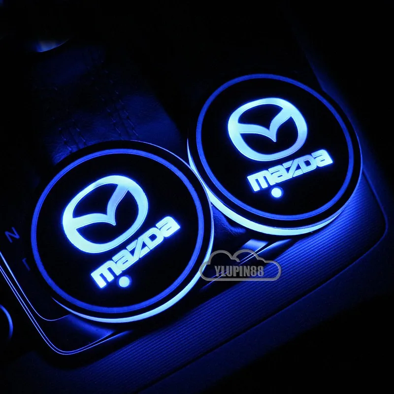 

2Pcs Car Led Cup Light Mat Car Logo Led Atmosphere Light LED Cup Drink Holder for Mazdas CX-5 CX 5 CX5 2013 2015 2017 MX3 MX5