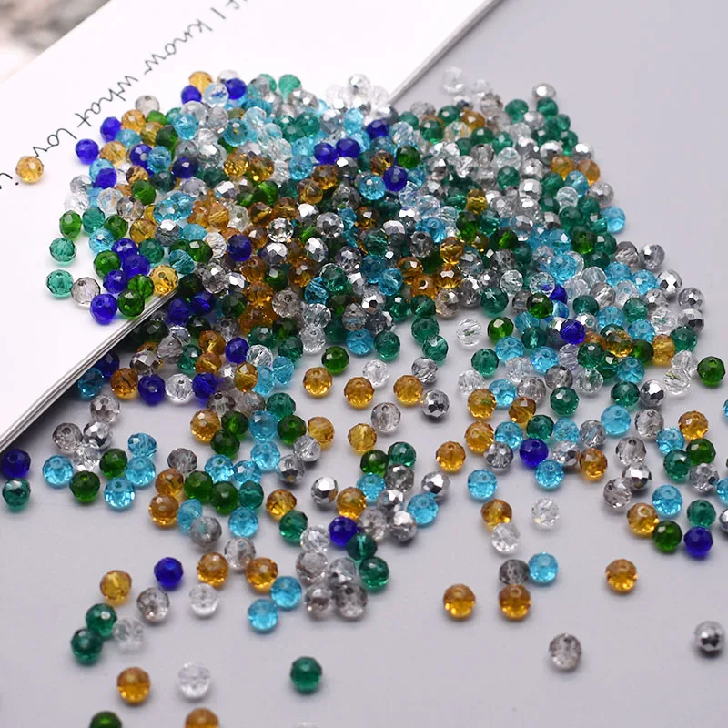 Crystal Glass Beads Mixed Color 4mm Crystal Glass Beads Rondell Faceted Glass Beads Loose Spacer for Jewelry Making DIY Bracelet crystal glass beads