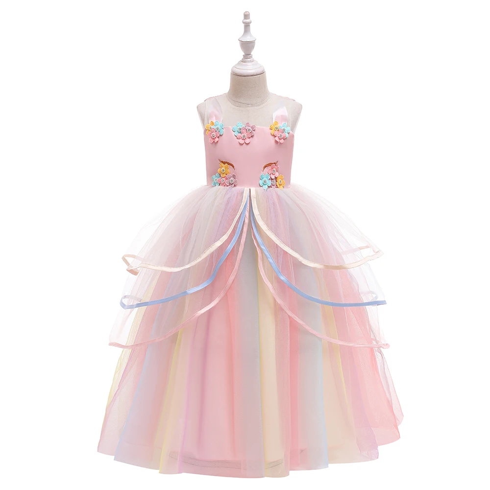 Fille arc-en-ciel licorne robe fête Pâques habiller Costume 3-12 ans
