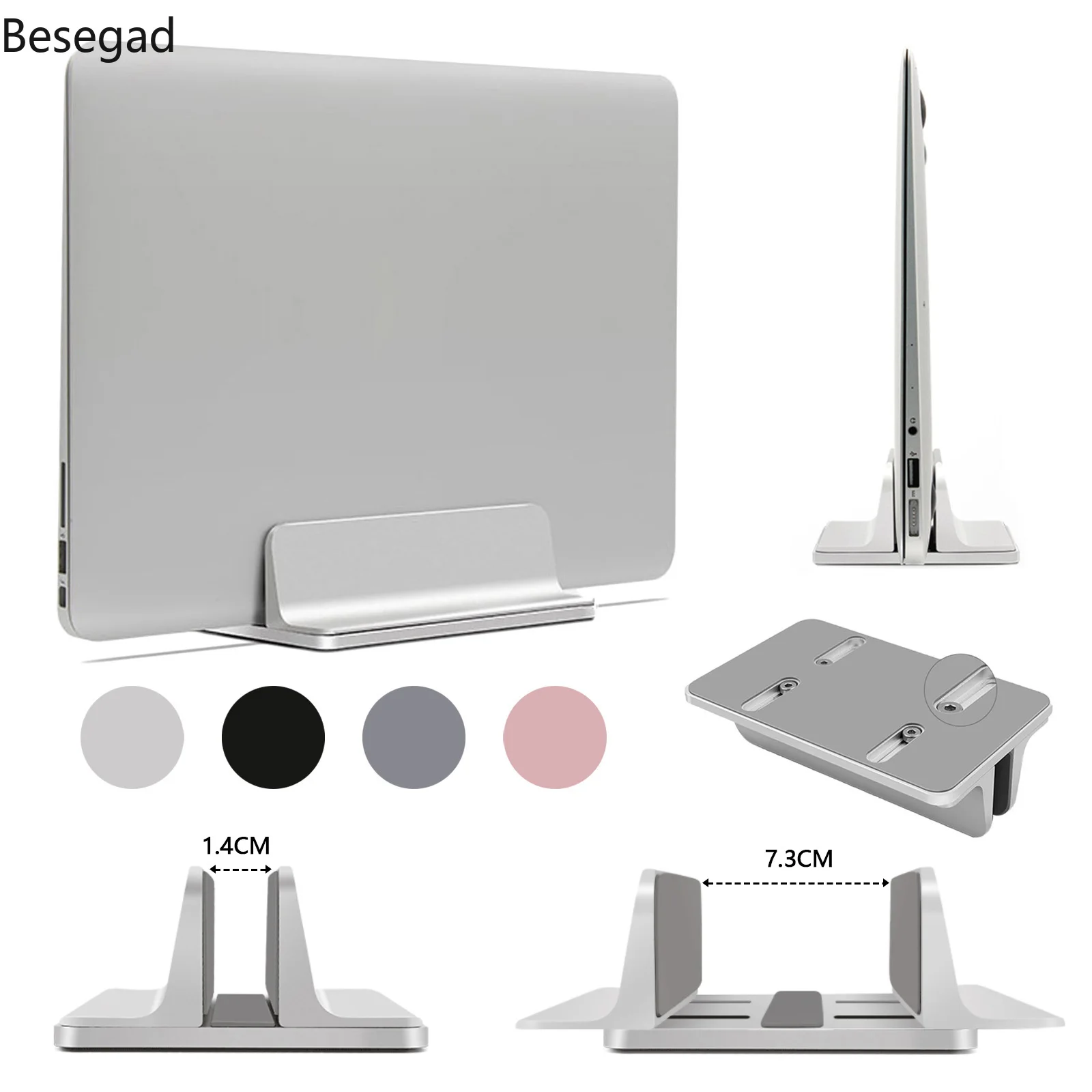Besegad Staffa Di Supporto Per Laptop Da Tavolo Verticale Regolabile In Alluminio Per Apple Macbook Pro Mac Book Notebook Lenovo Yoga