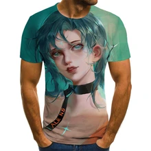 

Cross-border Source Of New Anime Beauty Pattern Printing Loose Short Sleeves