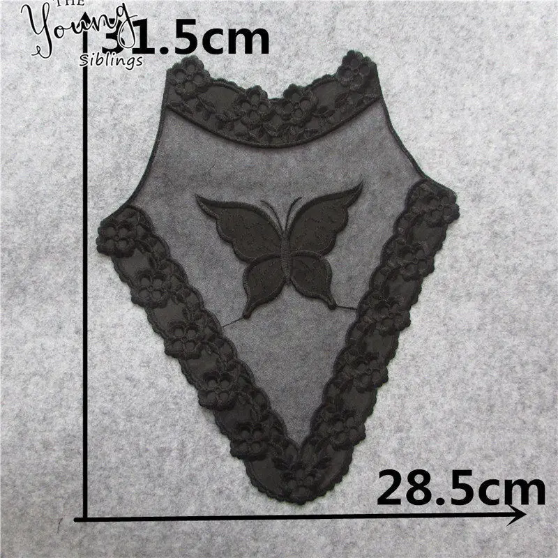 1PCS Модный стиль черная органза вышивка кружевной воротник декольте DIY шитье украшение, кружевная ткань Женская наклейка одежды аксессуары - Цвет: 1PCS