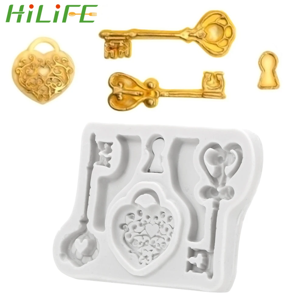 HILIFE инструменты для украшения торта замок силиконовая форма любви DIY ключ помадка силиконовые формы для приготовления пищи эпоксидная глинистая форма