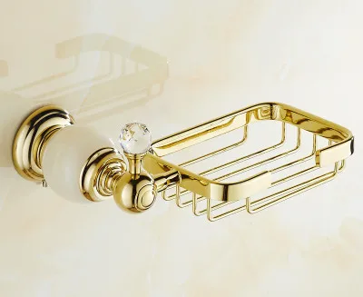 Europe Gold Brass Soap Dish Home Wall Mounted Soap Box High Superior Brass Anodizing Surface Soap Holder Bathroom Accessories - Color: A