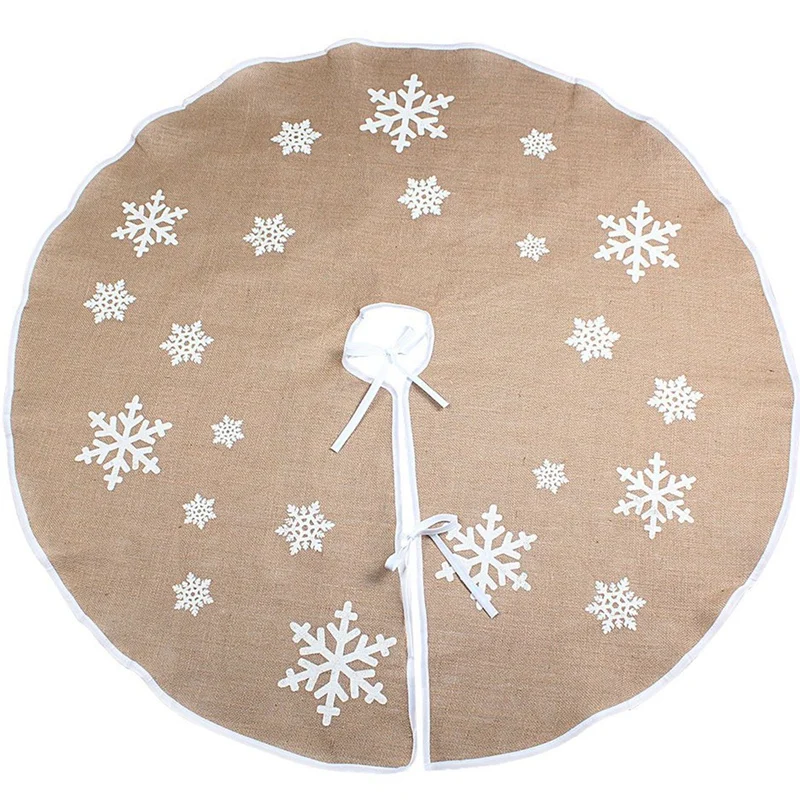 ProfessionalLinen Burlap Christmas Tree Skirt Border Large 48 Inches Round Indoor Outdoor Mat Xmas Party Holiday Decorations