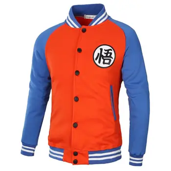 

Men's Jacket 2020 Fall Color Collar Jacket Baseball Sports Jacket Goku Text Print Jacket Men's Casual Jacket