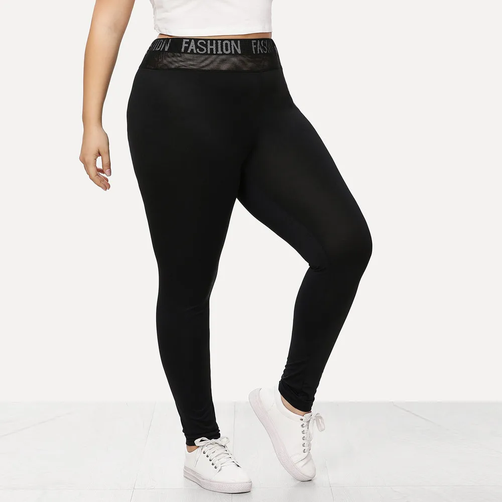 

Women's Leggings Fashion High Faith Waist Print Letter Skinny Gym Sport Pants Trousers Gym Plus Size