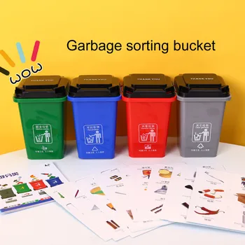 

4pc garbage sorting pen trash can family game props recognition barrel pen trash can props identification bucket 2020 #35