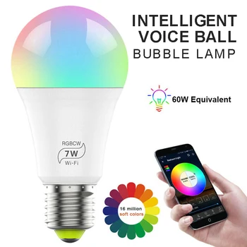 

New Universal Aluminum E27 WiFi Smart RGB Light Bulb 7W for iOS Android Home Lighting LED Bulbs Tubes Use APP to control