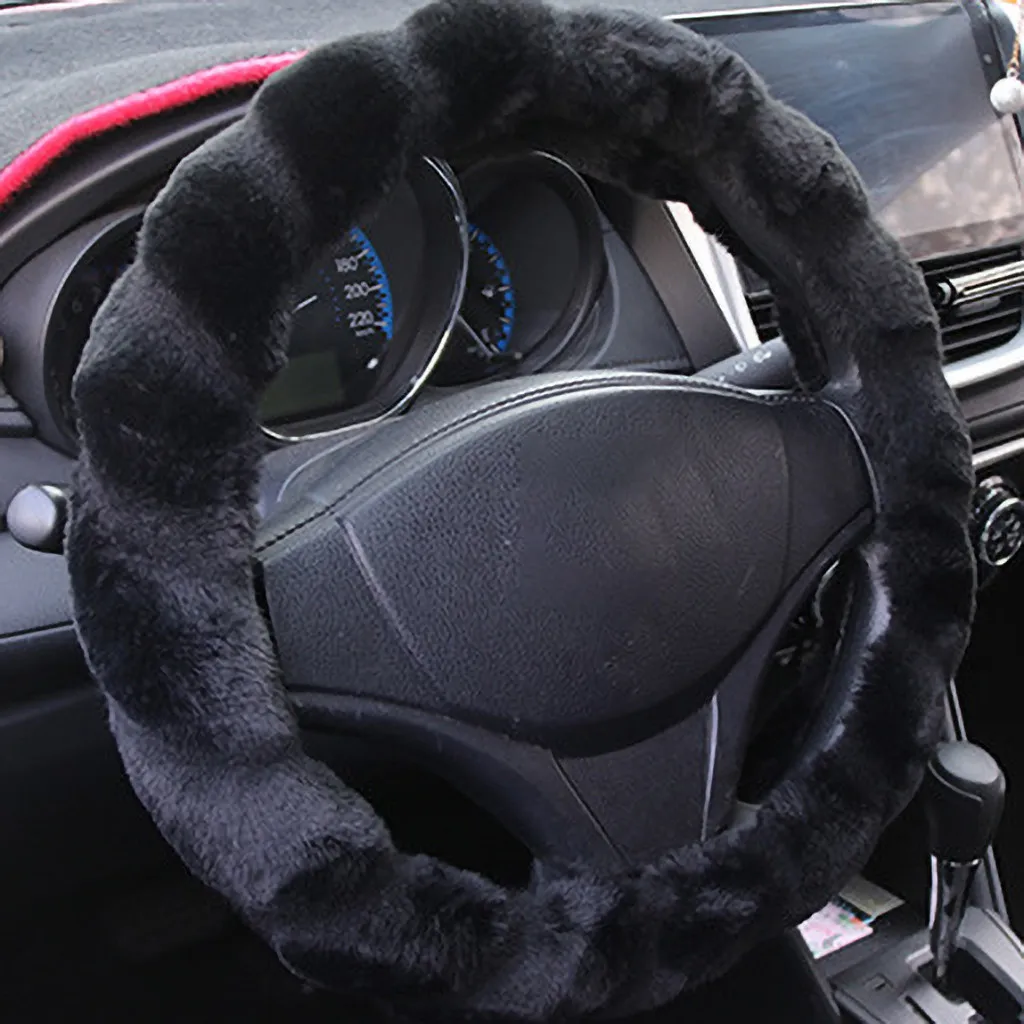 Универсальный чехол рулевого колеса автомобиля плюшевые Телескопический крышка рулевого колеса размеры; Сезон Зима; размеры 36-39 см; мягкая; приятная на ощупь приятная 8X