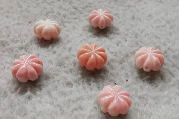 

Double Carved 6pcs Genuine pink conch jewelry 8mm Flat pumpkin round Carved red shell beads for earrings bracelet-necklace DIY