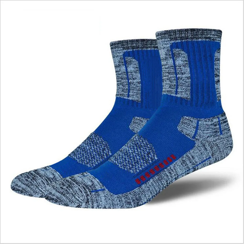Профессиональные лыжные длинные носки, зимние спортивные лыжные носки для мужчин и женщин, теплые уличные носки для велоспорта, бега, футбола, черные чулки - Цвет: Blue L