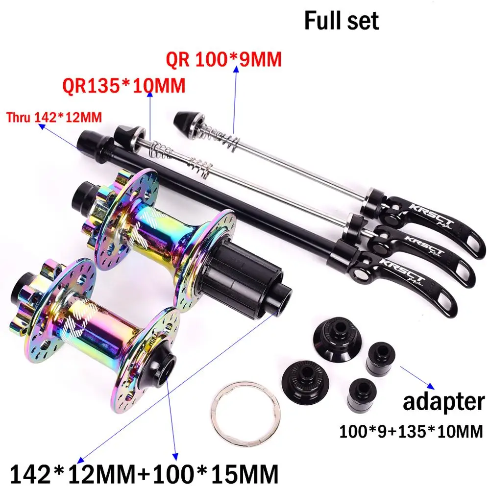 KRSCT велосипедные ступицы MTB горный велосипед подшипник ступицы 32 отверстия поддержка 8/9/10/11 скорость PK D041SB D042SB QR 135 10 мм, а также через 142 12 мм - Цвет: QR and Thru full set
