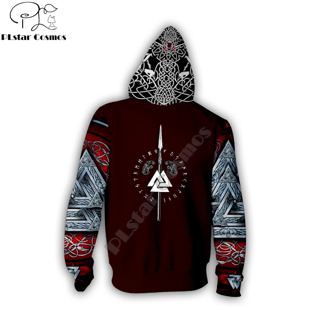 PLstar Cosmos New design Fashion zip hoodie Viking Tattoo 3D Printed Unisex Hoodie streetwear Casual jacket coat Drop ship