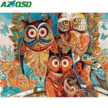 

AZQSD DIY Oil Painting By Numbers Animals Wall Art Acrylic Paint Unframe Coloring By Numbers Owl Canvas Handmade Gift