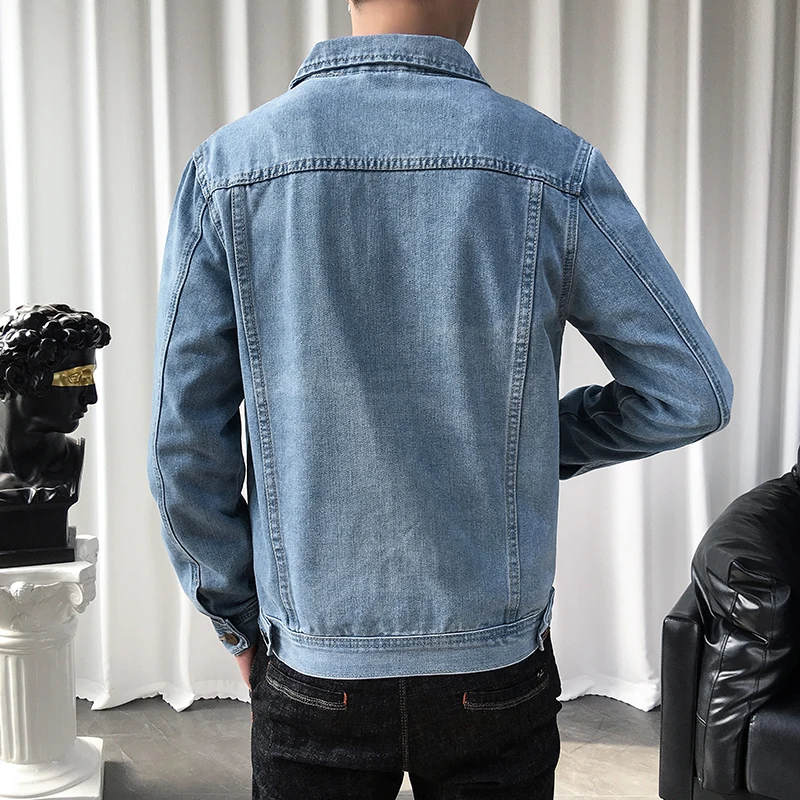 Primavera autunno uomo giacche di Jeans Casual tinta unita risvolto Jeans  monopetto giacca uomo Slim Fit giacche Outwear in cotone 5xl M|Jackets| -  AliExpress