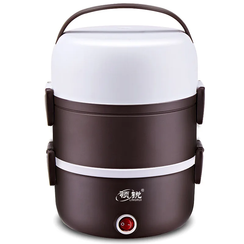 Multi-functional Bento Electric Lunch Box Can Be Inserted Electric Heating Insulated Cooking Heating Rice Maker Three Layer Mini