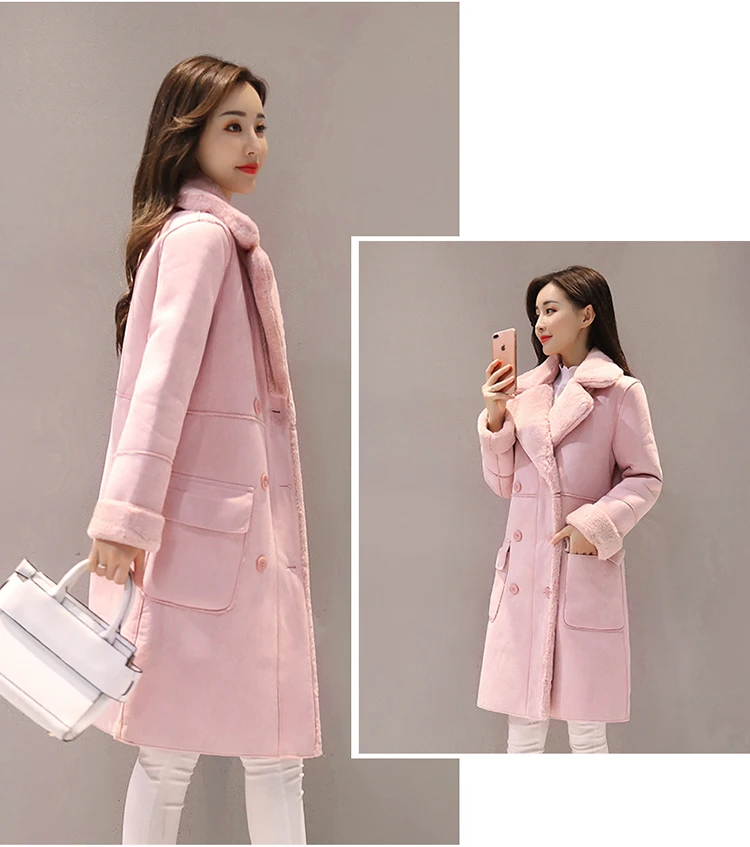 Winter Velvet Suede Jacket Coats Women Winter Outerwear Fashion Coat Thick Warm Faux Sheepskin Long Casual Female Overcoat