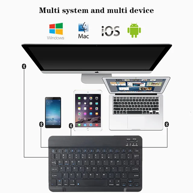 Keyboard for Tablet Notebook Phone Wireless Bluetooth Mini Keyboard Rechargable Keyboard + (Tablet PC/Mobile Phone) Holder 4