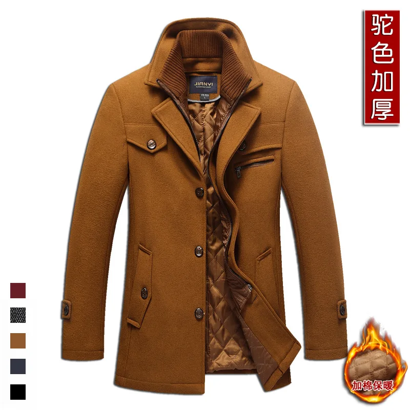 camel Мужская верхняя одежда, зимняя куртка, толстая теплая парка, 5XL, одежда, зимнее пальто для мужчин, новая мода, двойной воротник, ветронепроницаемые плотные шерстяные пальто - Цвет: camel