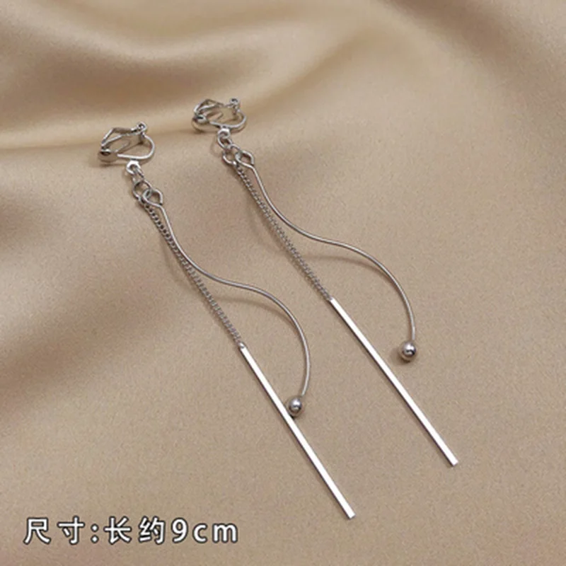 Acrylic Clip on Earrings No Pierced Ear Clip For Women Geometric Long Korean Earrings Female Jewelry ear clip earrings,clip earrings