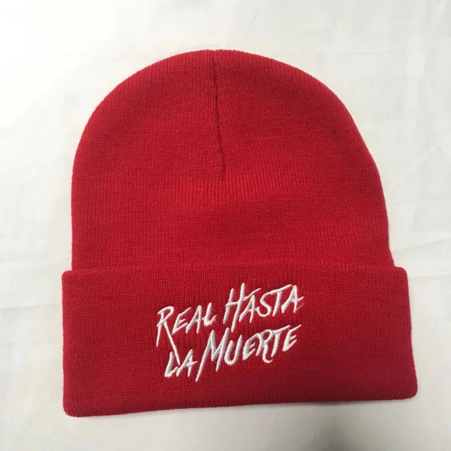 NXYY Real Hasta La Muerte, зимняя вязаная шапка с вышивкой, лыжная шапочка, модная уличная шапка, теплые головные уборы для мужчин и женщин