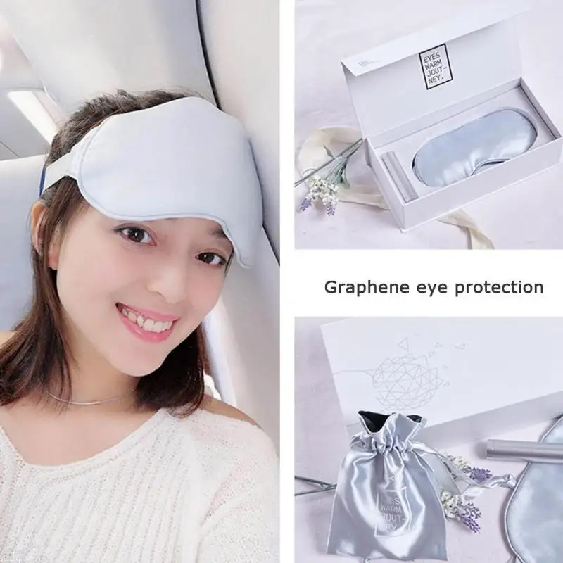 1 шт. USB электрическая Графен терапия с подогревом маска для глаз дышащий тент покрытие путешествия расслабляющий помощь Повязка на глаза очки для сна