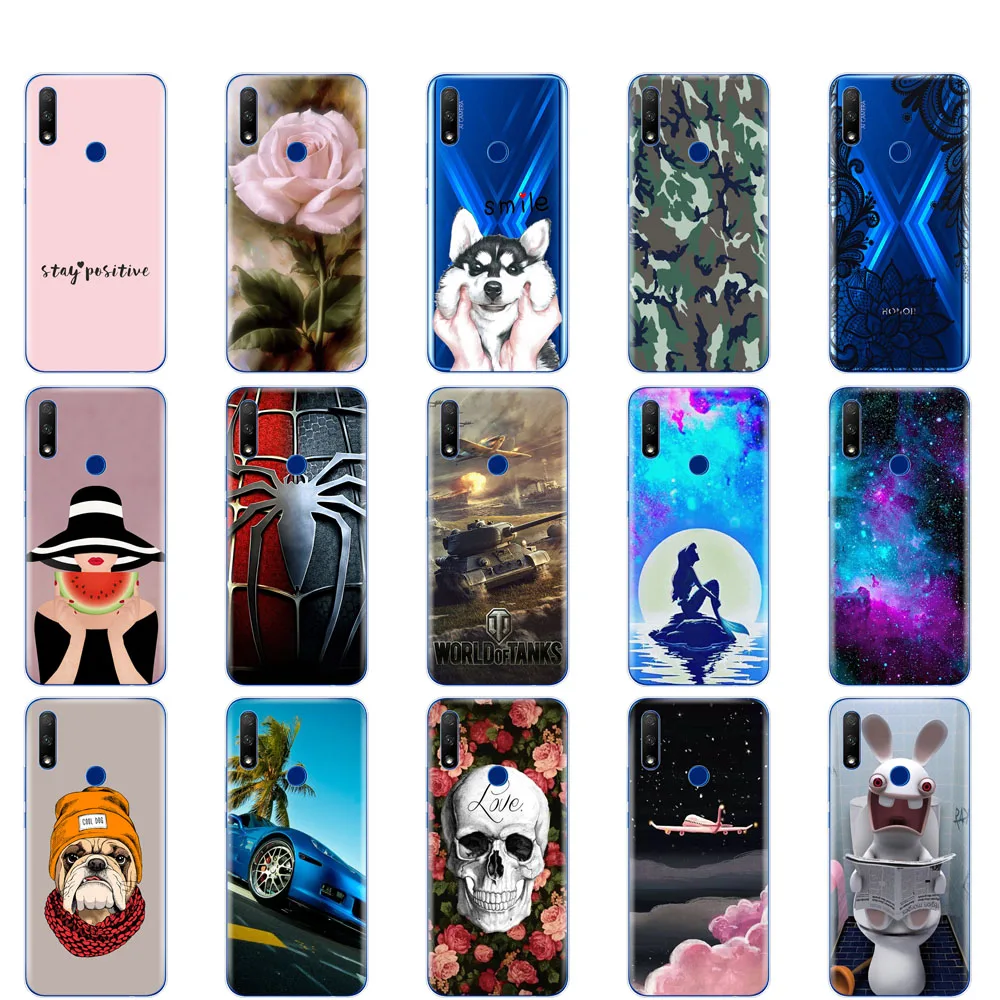 Силиконовый чехол для huawei honor 9x, чехол, мягкий ТПУ, задняя крышка для телефона honor 9x, Премиум класс, с отверстием для отпечатков пальцев, русский, 5,69 дюймов, чехол