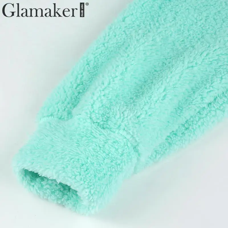 Glamaker, однотонная, пушистая, элегантная женская толстовка, на шнурке, с длинным рукавом, теплая, женская, на осень и зиму, вечерние, Клубные, сексуальные, худи