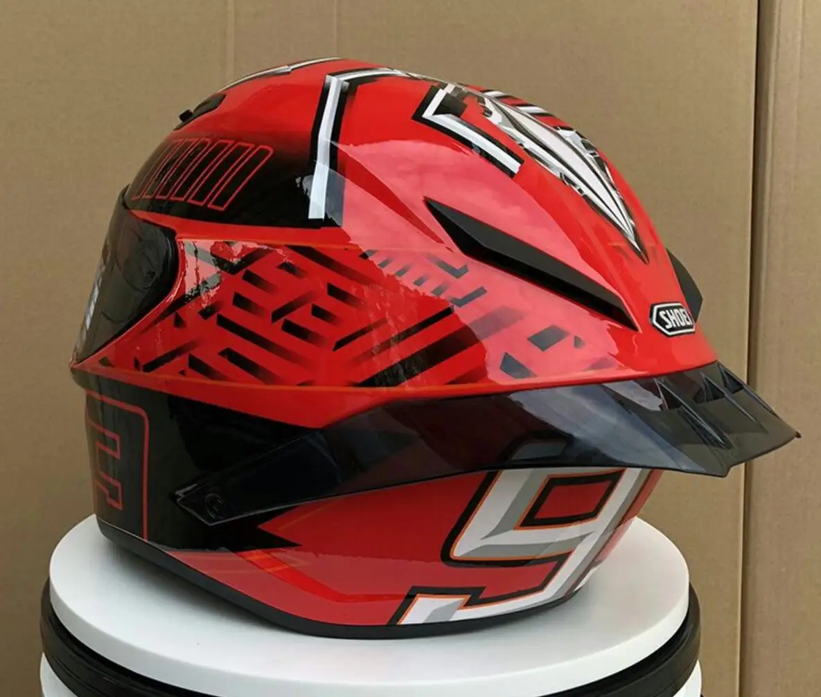moto rcycle hat moto RED 93 шлем Полнолицевая линза с задним крылом гоночный Зимний шлем