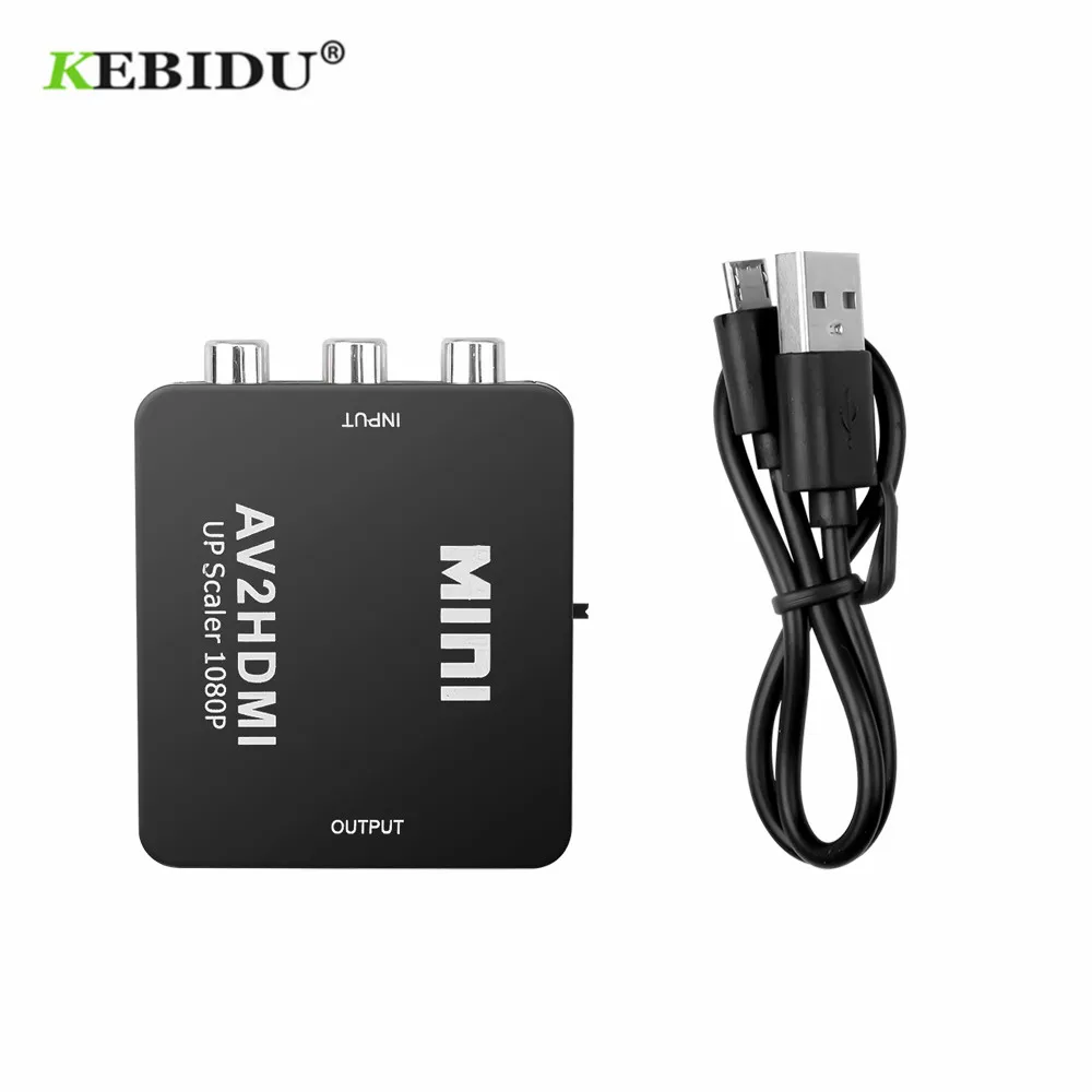 

KEBIDU 1080P RCA To HDMI AV Composite Adapter Converter AV2HDMI Audio Video Cable CVBS AV Adapter for HD TV with USB Cable