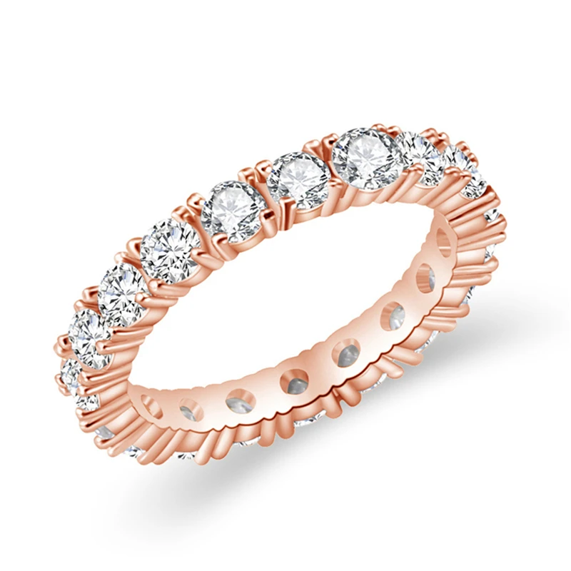 Rose Gold Роскошные брендовые ювелирные изделия серебряного цвета инкрустация кубическим цирконием уникальная форма кольцо для женщин Свадьба обручение подарок - Цвет основного камня: Rose Gold