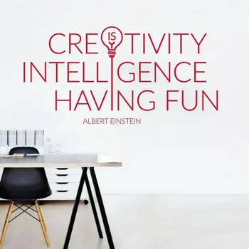 

Office Quotes Wall Stickers Vinyl Creativity is Intelligence Having Fun Albert Einstein Office Decal Home Office Decor Z626