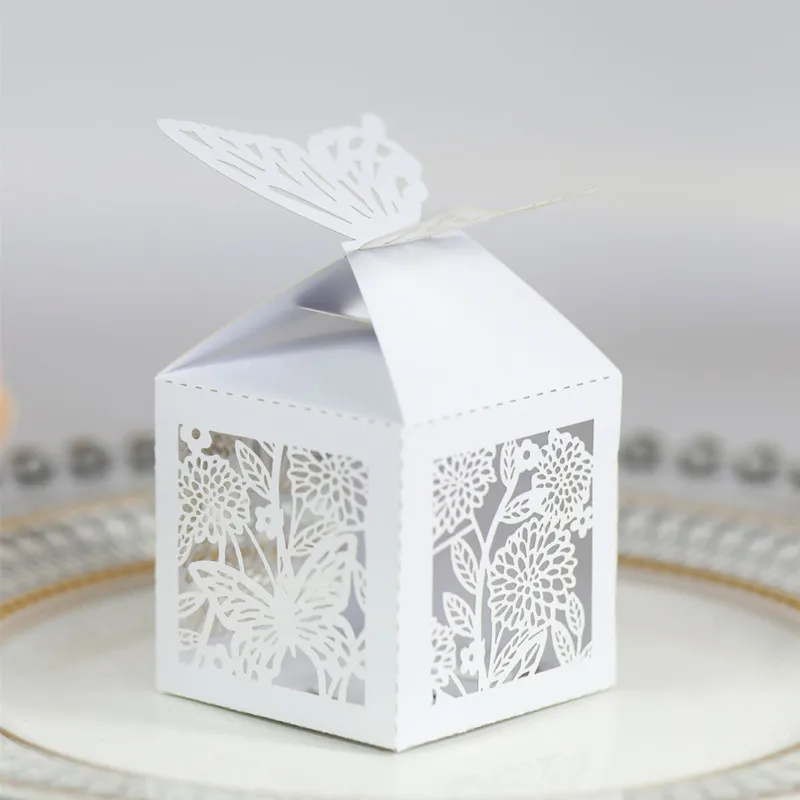 10 шт. бабочка Лазерная резка полые сувениры Упаковка шоколад коробка подарки