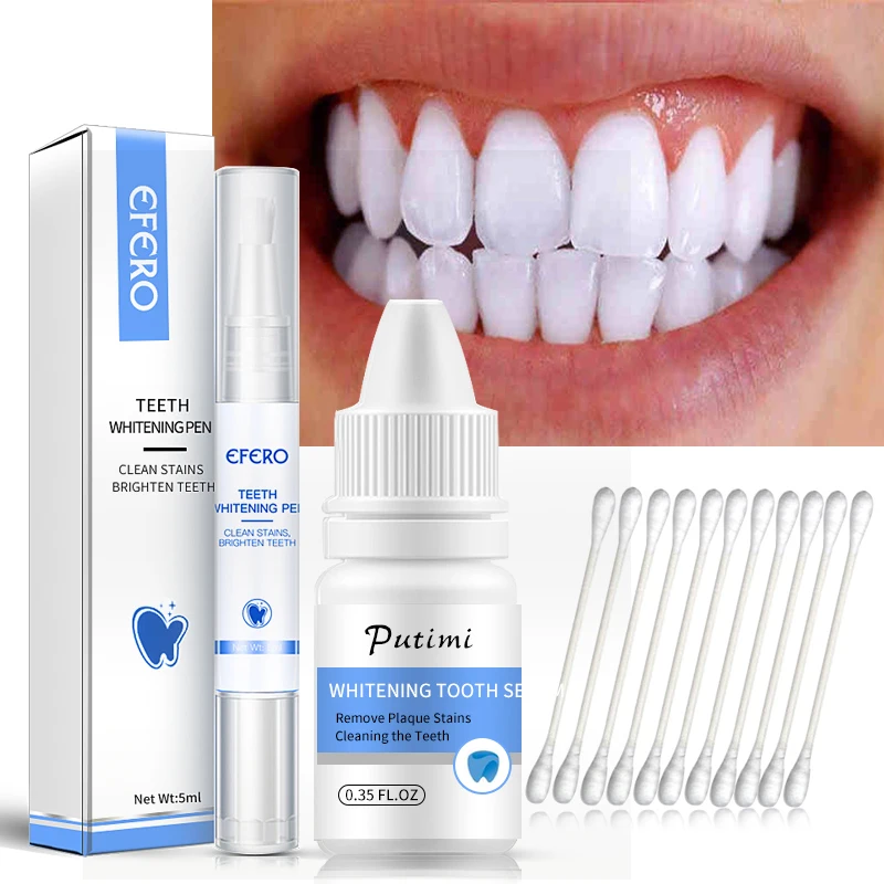 2Pcs/Set Whitening Teeth Serum Oral Hygiene Whitener Gel Cleaning Plaque Stains Dental Tools Bleaching Teeth Serum Whitening Pen