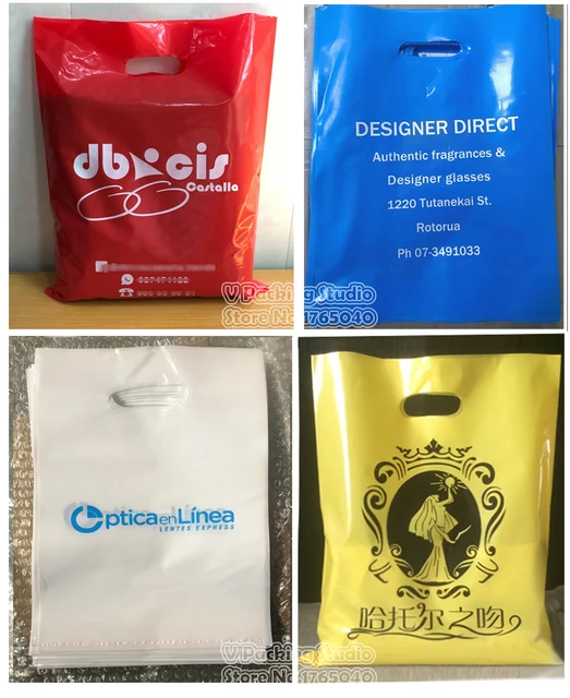 Bolsas de plástico con impresión embalaje de regalo para comprar ropa, bolsas de polietileno de diseño de marca con logotipo impreso, 20x30cm _ - AliExpress