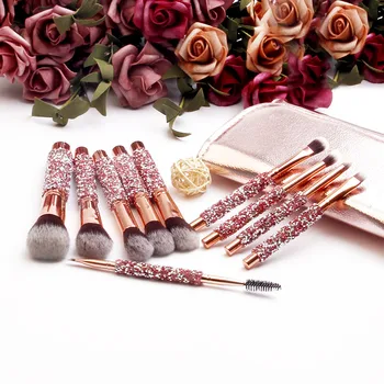 

10 pcs set professional makeup brush set with diamond makeup brush, crystal makeup brush with 10 different makeup brushes