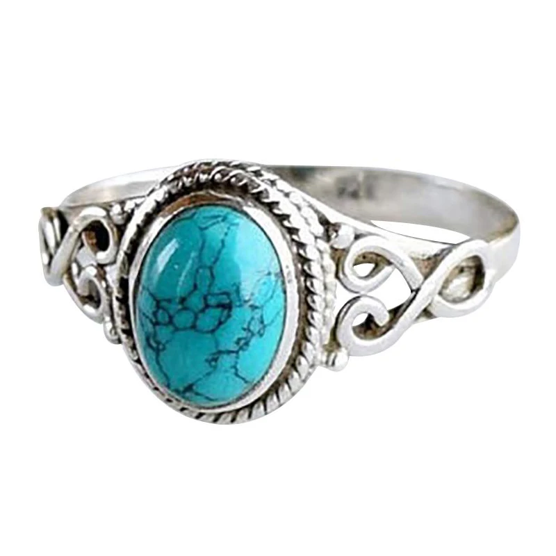 Wedding Engagement Band Turquoise Natural Ring Stone Baride Jewelry Antique Trendy Charming