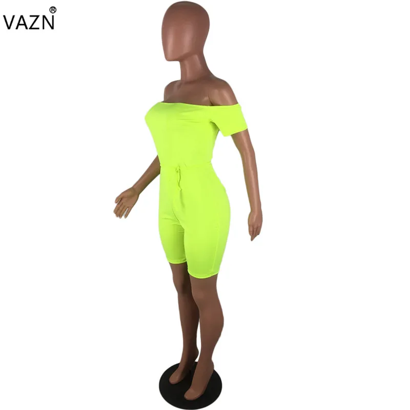 VAZN специальный дизайн Популярные стильные женские костюмы однотонные с вырезом лодочкой с коротким рукавом обтягивающие элегантные пляжные костюмы LBXZ6142