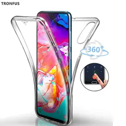 Двойной силиконовый чехол для samsung Galaxy A70 A50 A30 A20 A20E A10 A40 A60 чехол мягкий TPU полный защитный чехол для samsung A30 A50