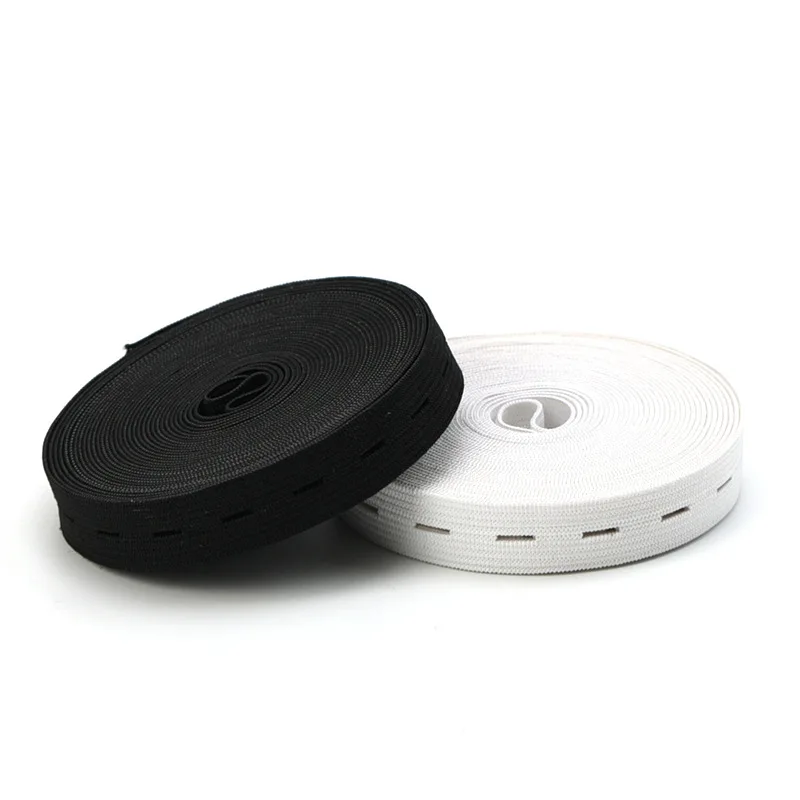 DIY Sewing Accessories 15mm 20mm 25mm 30mm Button Hole Elastic Band White Black Buttonhole Pants Waist Adjustable 1/5meter
