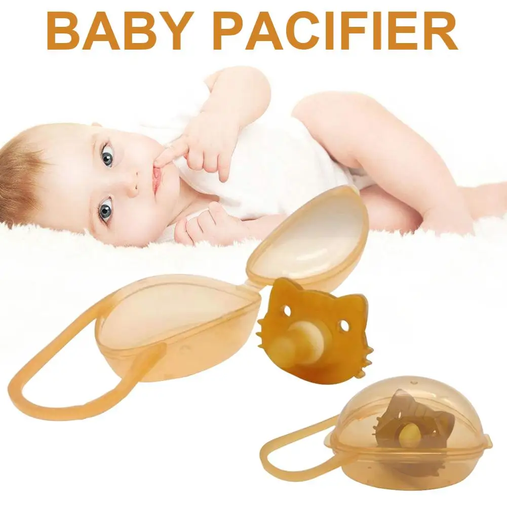 

Baby Silicone Nano Silver Pacifier Baby Food Grade Silicone Soothing Pacifier + Pacifier Box Set Yellow 0-6 Months Baby Pacifier