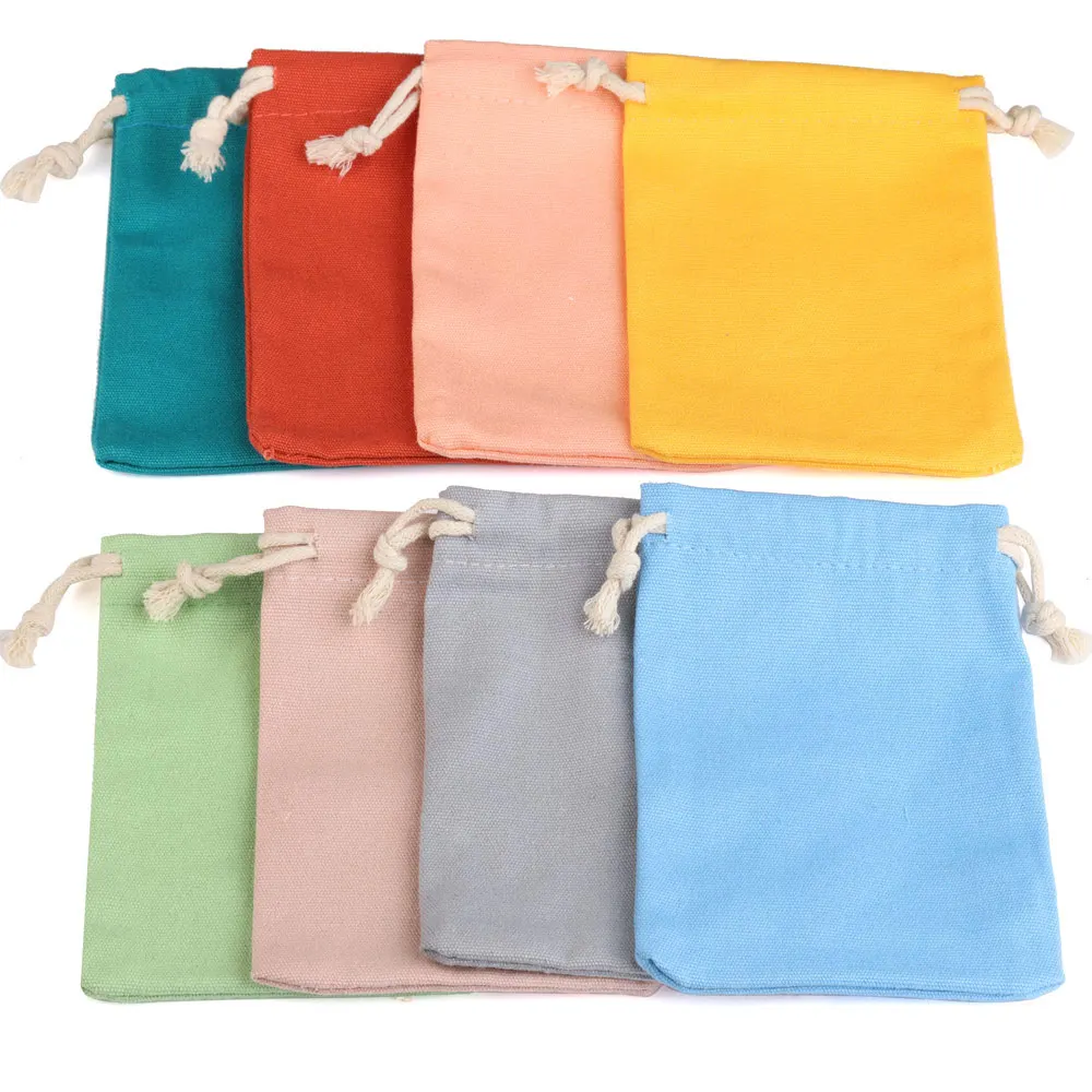 

10pcs/lot Cotton Gifts Bag Drawstring Design Decoration Pocket Solid Color For Jewelry Packaging Christmas Wedding Gift Candy