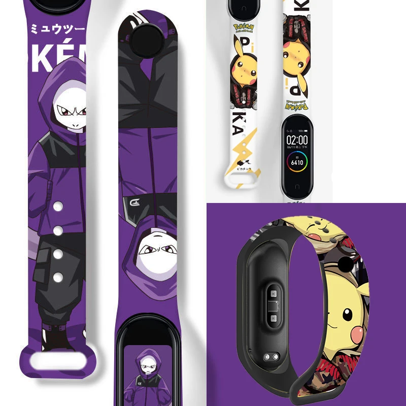 Новый ремешок Покемон Пикачу Mi Band 4 3 5 6 китайские элементы пользовательский