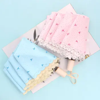 

Portable Windproof Umbrella Women Three Fold Anti-uv Black Coating Manual 8 Ribs Parasol Paraguas Elegant Lace Sunny and Rainy