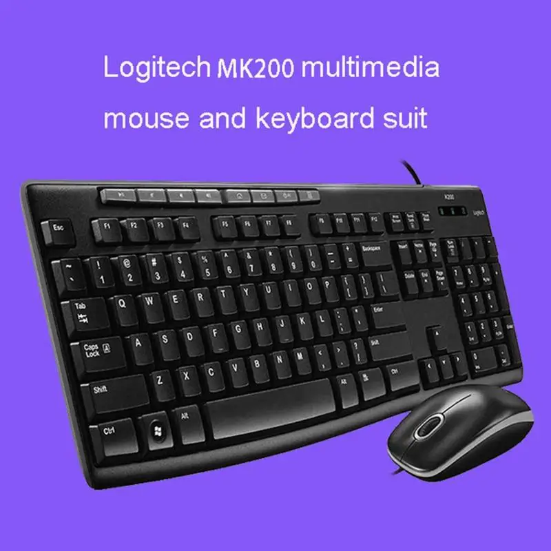 Logitech MK200 USB Проводная клавиатура 1200 Точек на дюйм оптический Водонепроницаемый двухсторонняя Ролик Многофункциональный Мышь на высокоточном оборудовании для компьютера