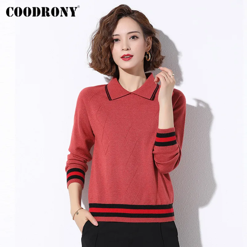 COODRONY Brand Geometric Pattern Link Shoulder Sleeve Pullover Slim Sweater Female 2020 Winter Casual Knitted Women Jumper W1077