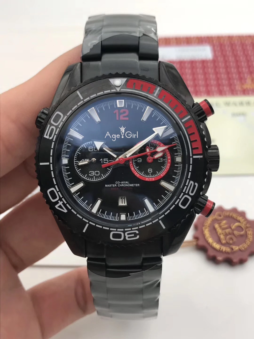 

Luxury Brand New Men Automatic Mechanical Stainless Steel Full Black Red James Bond 007 Sapphire Watches Ceramic Bezel