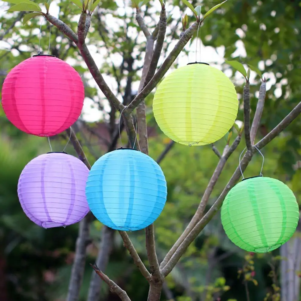 12in Waterproof LED Solar Cloth Chinese Lantern Festival Party Hanging Decor