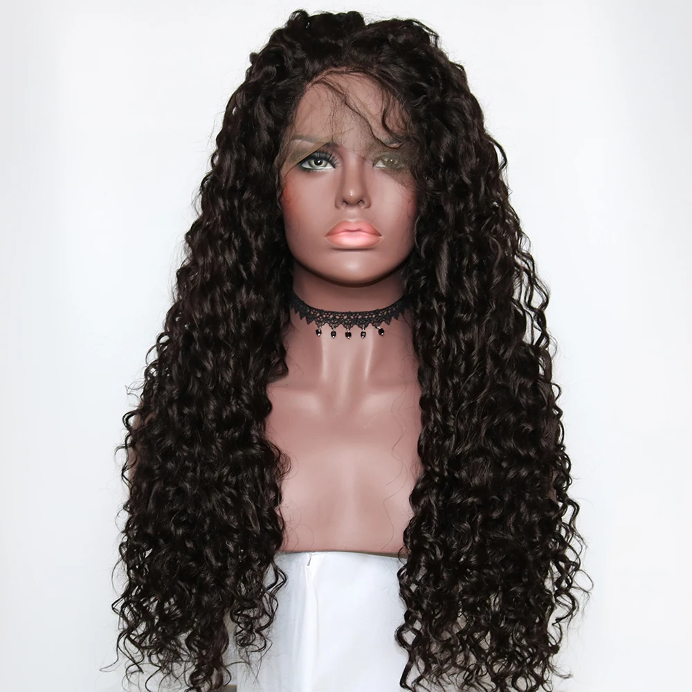 180% Плотность черный Синтетические волосы на кружеве парик длинные вьющиеся синтетические парики для чернокожих Для женщин, одежда на каждый день, передние парики шнурка - Цвет: #2